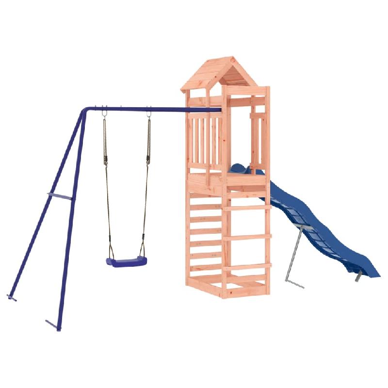 Aire de jeux d'extérieur en bois massif de douglas - balançoires, toboggan, portiques robustes - 422 x 185 x 239 cm - Réf : 02_0004673_0