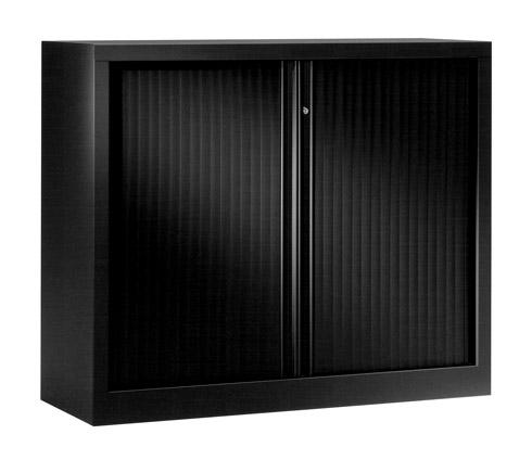ARMOIRE HAUTEUR COMPTOIR À RIDEAUX MONOBLOCS ECO-CONÇUES 100 X 120 CM NOIR-NOIR