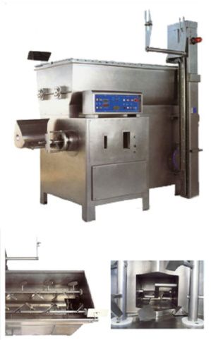 Hachoir à viande professionnel automatique avec prémélangeur - 180-VVS - capacité 6000 kg/h - inox massif_0
