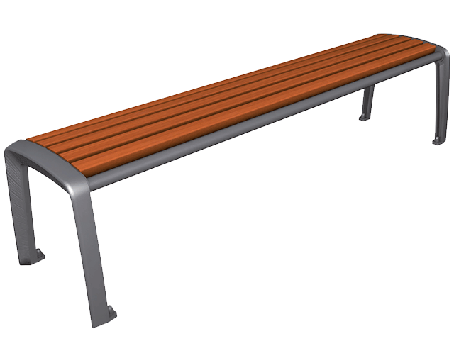 Banquette simple Ceano B - 1900 mm de longueur - Assise en bois exotique et piètement en fonte_0