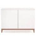 Buffet Blanco - Chêne et MDF blanc mat - 120 x 48 x 85 cm - 2 portes - Étagère réglable_0