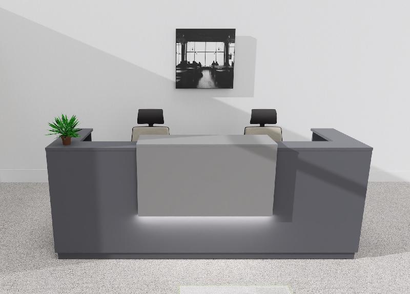 Bureau d'accueil Delta Plus 2 personnes anthracite - Mobel Linea - 204, Oui, Anthracite, Gris aluminium_1