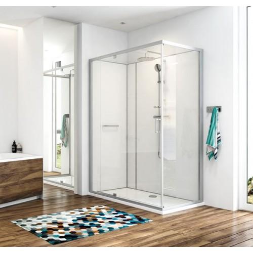 CABINE DE DOUCHE 140 X 90 CM À PORTE PIVOTANTE + PARTIE FIXE - KARA MINÉRAL 2 LEDA