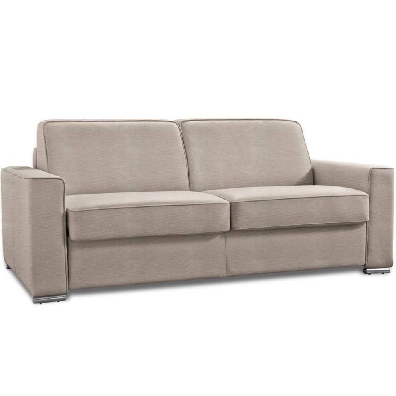 Canapé convertible 3 places Excellence - Velours gris - Sommier à lattes - Matelas mémoire 18 cm inclus - Ouverture express 140x197 cm_0