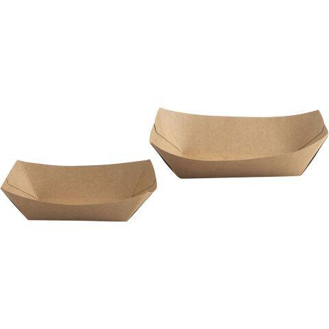 CARTON DE 1000 (4 SACHETS DE 250) BARQUETTES CARTON KRAFT BRUN RECTANGULAIRE 14X10,5X3 CM - 22 CL