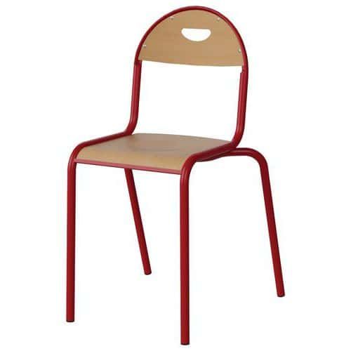 CHAISE MALIBU 4P T7 - ASS/DOS HÊTRE / ACIER ROUGE 3020 - MANUTAN EXPERT