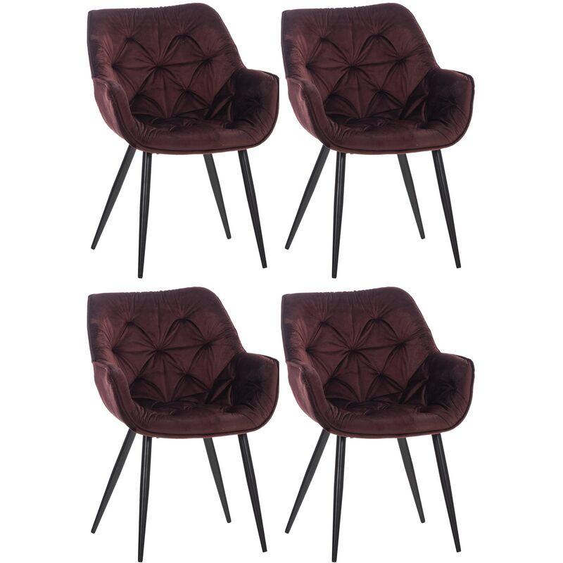 Lot de 4 chaises de salle à manger design scandinave en tissu velours –  Décoshop26
