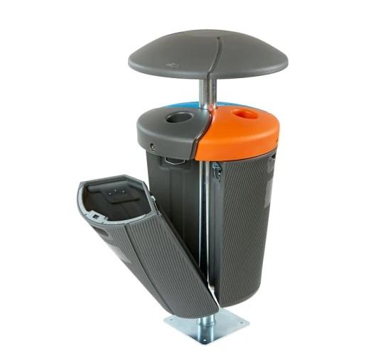 Corbeille publique Phoenix - 3×50 L - plastique recyclé - anti-graffiti - pour espaces publics_0