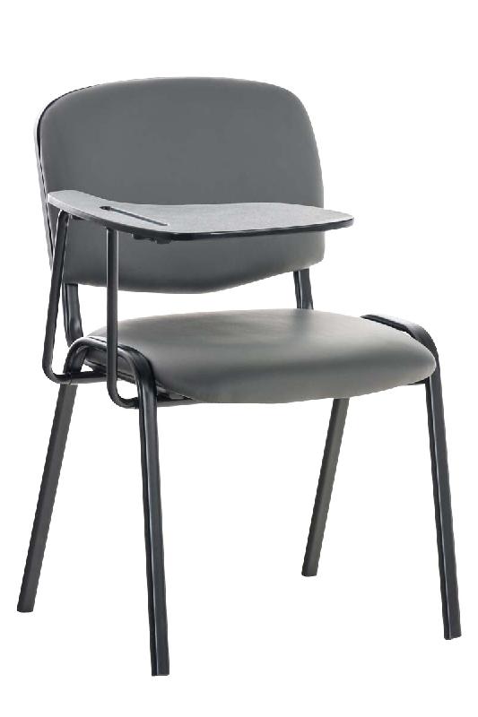 Décoshop26 - Chaise visiteur avec petite table rabattable pupitre en synthétique gris support métal noir BUR10649 - gris métal 3000416469603_0