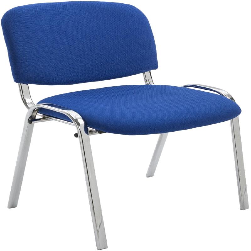 Décoshop26 - Chaise visiteur empilable zone d'attente en tissu bleu piètement à 4 pieds en métal chromé 10_0008290 - 3000266572256_0
