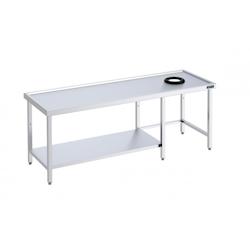 Distform Table avec Trou Vide Déchets en Inox avec Demi Étagère Acier inoxydable 2000x700x700x850mm - 641094508951_0
