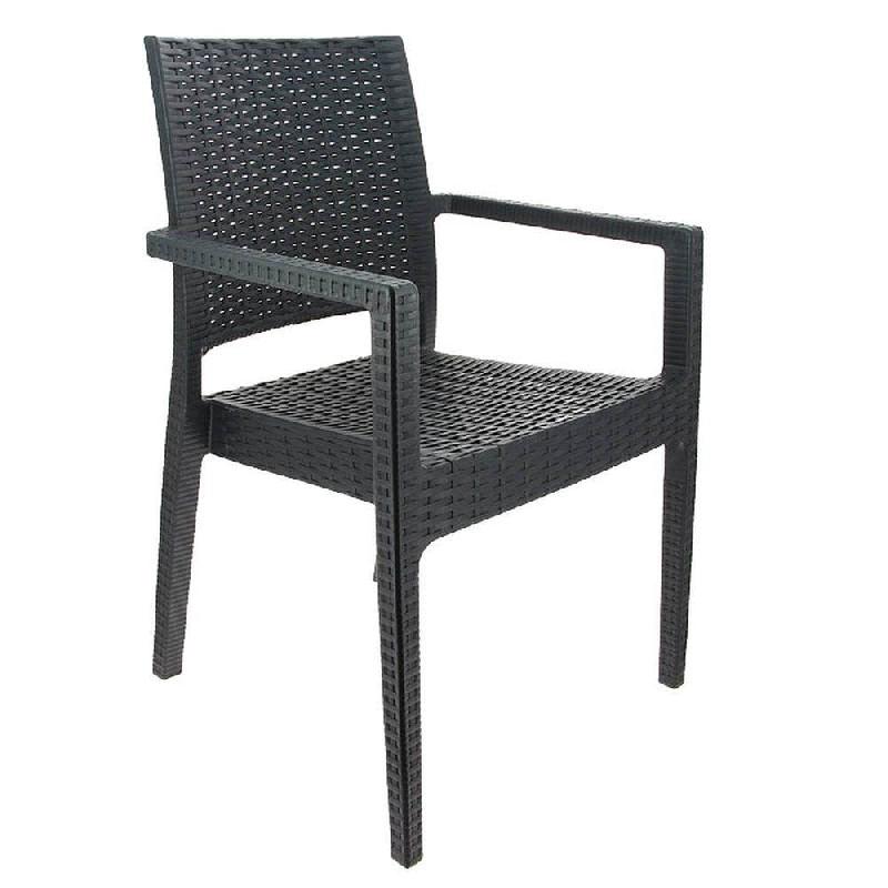 Fauteuil empilable d'extérieur en résine Baleares coloris gris foncé_0