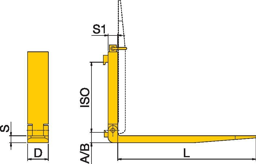 Fourche pliante relevable pour chariot élévateur - capacité 1500 à 3500 kg - longueur 1200 mm_0