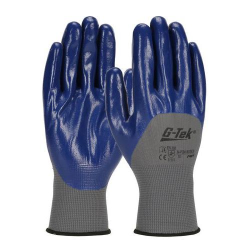 GANTS DE MANUTENTION POLYESTER ENDUCTION 3/4 NITRILE - BLEU/GRIS - 9