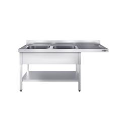 GGM Gastro Plonge Inox 2 bacs avec passage lave-vaisselle - P 700 - GGM longueur 2000mm - 4063326195801_0