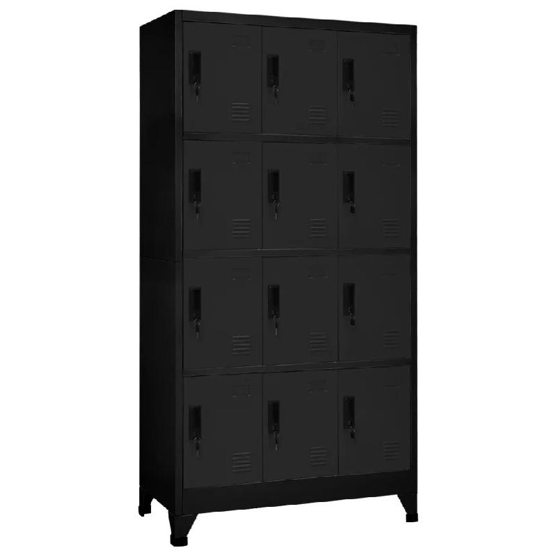 Helloshop26 - Armoire à casiers moderne de rangement 90 x 45 x 180 cm avec portes verrouillables ambiance bureau en acier noir 02_0047025 - noir acie_0