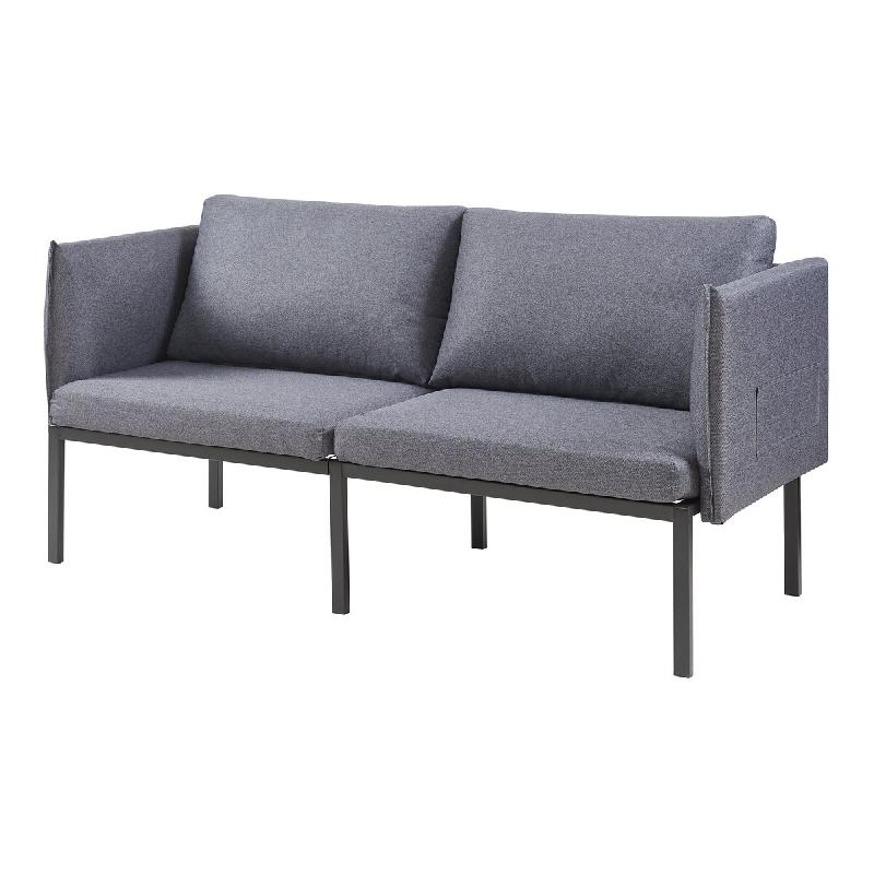 Helloshop26 - Canapé fauteuil 2 places 69 x 158 x 63 cm gris foncé 03_0009133 - gris métal 3000224527298_0