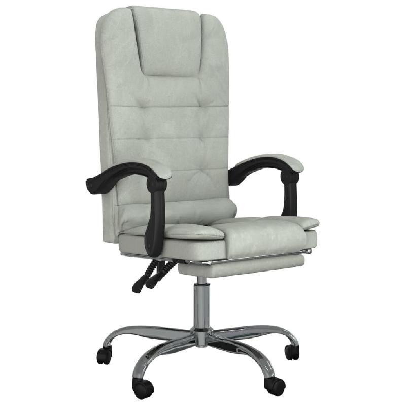 Helloshop26 - Fauteuil de massage inclinable de bureau informatique étude clairvelours gris 02_0025387 - gris métal 3000215309285_0