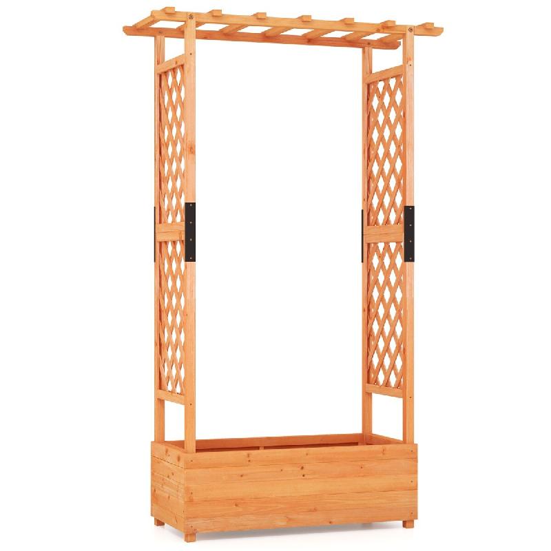 Helloshop26 - Jardinière avec 2 treillis et toit suspendu 182 x 110 x 44 cm drainage optimal style moderne en bois sapin orange 20_0012194 - 30002271_0