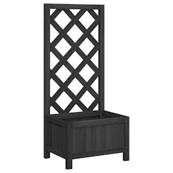 Helloshop26 - Jardinière bac lit surélevé plantes fleurs terrasse jardin avec treillis bois massif de sapin noir 02_0038339 - 3000214212944_0