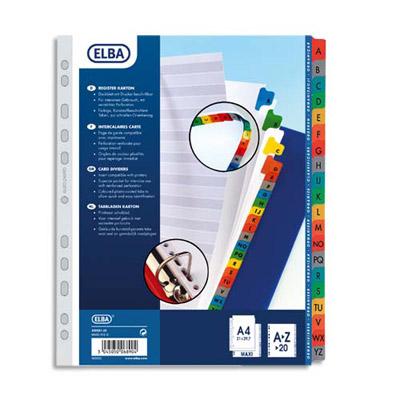 INTERCALAIRES ALPHABETIQUE ELBA - CARTE 170 G - A4+ - 20 POSITIONS