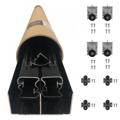 KIT COMPLET DOLCE POUR SYSTÈME DE PORTE COULISSANTE - 2 VANTAUX - LARGEUR 3 M - LAQUÉ NOIR ATRIUS