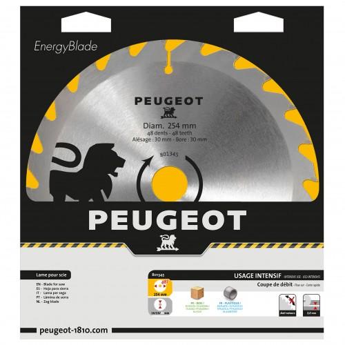 LAME CARBURE POUR SCIE SUR TABLE - 48 DENTS - Ø 254 MM - ALÉSAGE 30 MM PEUGEOT