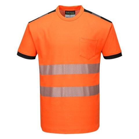 LOT DE 2 - PORTWEST T181 T-SHIRT HV PW3 ORANGE/NOIR - TAILLE XS