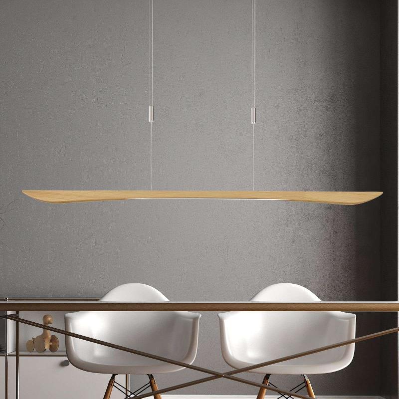 QUITANI SUSPENSION LED HIBA, CHÊNE NATUREL, LONGUEUR 148 CM
