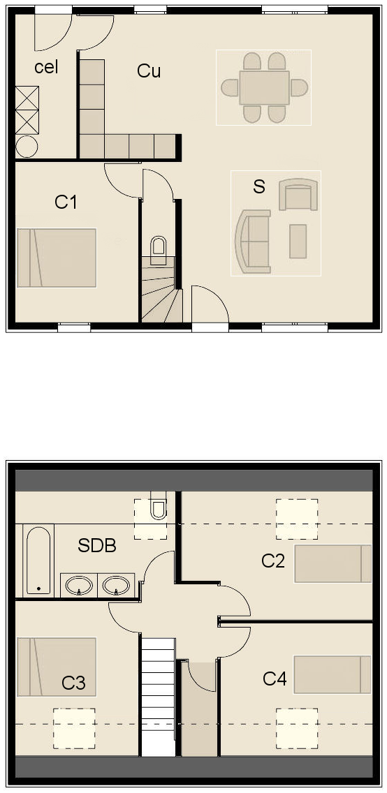 Maison à ossature en bois à étage - Optimale 8 - en kit - surface habitable 97,89 m² - 5 pièces - toit double pente avec garage fermé_0