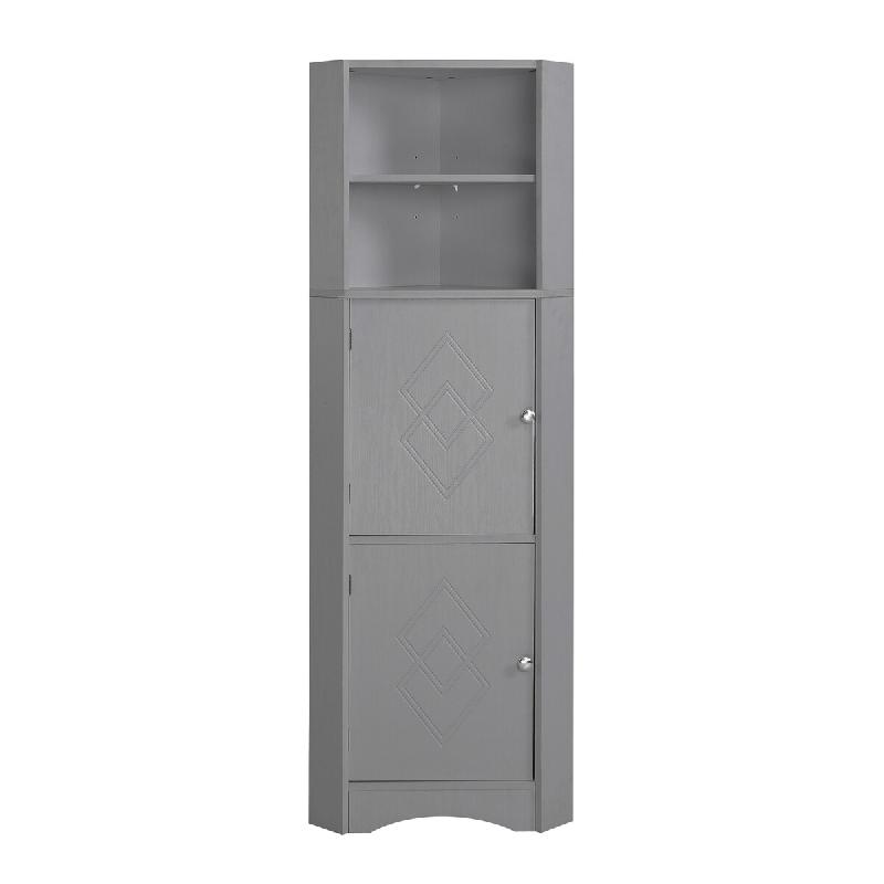Merax armoire d'angle polyvalente 36.5 x 36.5 x 155 cm, gris, avec rangements et tablettes reglables - gris Bois manufacturé WF314510AAE_0