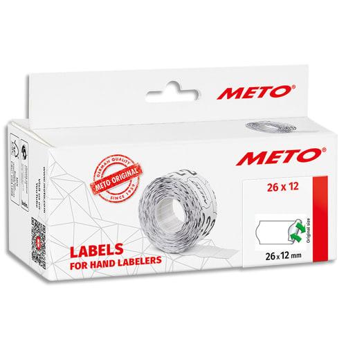 Meto - Boîte de 6 rouleaux d'étiquettes adhésives 26x12mm blanches sinusoïdales - Adhésif amovible_0