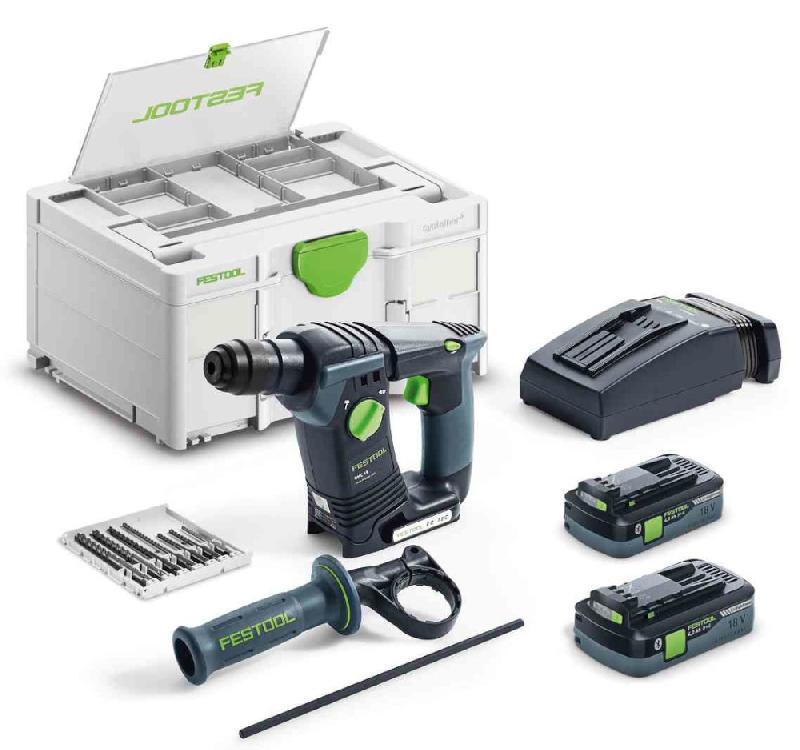 Perforateur sds plus 18v bhc 18 hpc 4,0 i-plus + 2 batteries 4ah + chargeur en coffret systainer sys3 - FESTOOL - 577602 - 826205_0