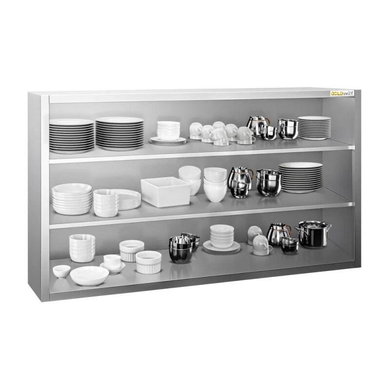 Placard mural inox 1500x400 mm - Hauteur 1000 mm ouvert PREMIUM - GOLDINOX - gris inox 3701770820504_0