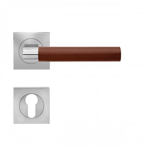 POIGNÉES DE PORTE SUR ROSACES CARRÉES SÉRIE ER 45QLH MADEIRA - SATINÉ -CLÉ I KARCHER DESIGN