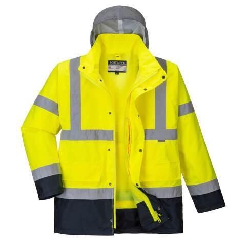 PORTWEST S471 PARKA HI-VIS BICOLORE CONTRASTÉE TRAFIC 4 EN 1 JAUNE/MARINE - TAILLE S