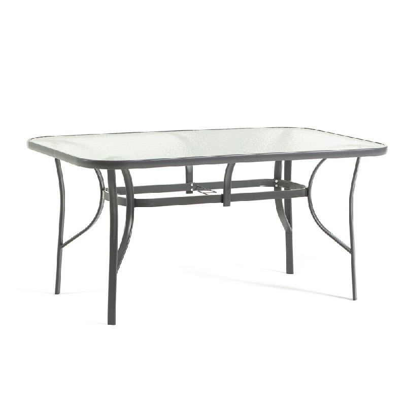 RATTATAN Table ronde de jardin Ø100 cm en acier peint avec plateau en verre trempé, pour jardin, terrasse, balcon, résistante et stable – Dario -_0