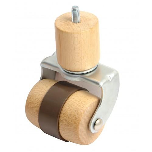 ROULETTE PIVOTANTE BOIS 70 MM - CHARGE 100 KG - M 8 - HAUTEUR 180 MM AVL