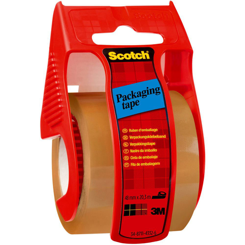 RUBAN D'EMBALLAGE AVEC DEVIDOIR JETABLE - LAME METALLIQUE - POLYPROPYLENE - MARRON - 50 MM X 20 M - ROULEAU 20 METRES