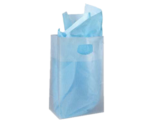 Sac transparent givré - 90 microns avec poignées découpées et fond carton - Colis de 100 sacs_0