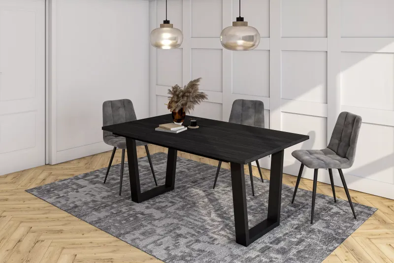 SKRAUT HOME - TABLE À MANGER, MEUBLE SALLE À MANGER, 167X90X74CM, POUR 8 PERSONNES, MEUBLES DE SALON, STYLE INDUSTRIEL, NOIR