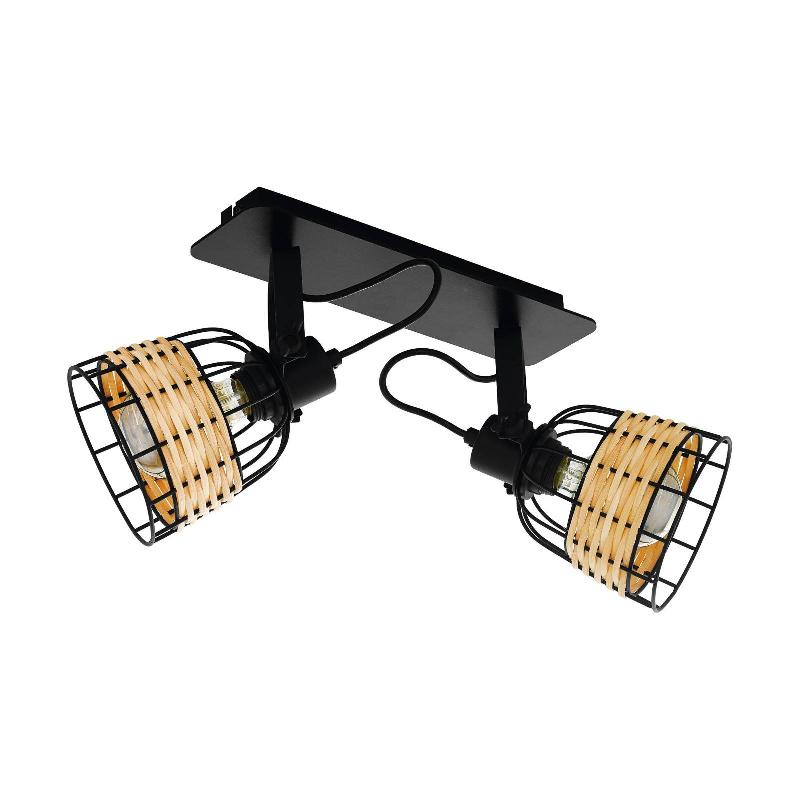 EGLO SPOT POUR PLAFOND ANWICK 1 ACIER/ROTIN, À 2 LAMPES