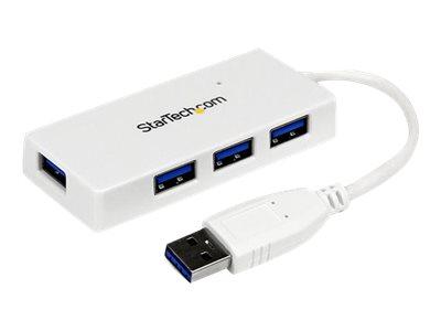 STARTECH.COM HUB USB 3.0 À 4 PORTS AVEC CÂBLE INTÉGRÉ - CONCENTRATEUR USB SUPERSPEED PORTABLE - MINI HUB USB3 - BLANC - CONCENTRATEUR (HUB) - 4 PORTS