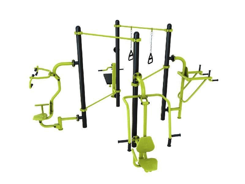 Station Combo 4-2 - Barre traction,  TRX, Pull, Push, Chaise romaine, Chest press_0