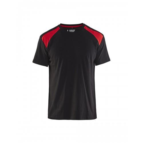 T-SHIRT DE TRAVAIL BICOLORE 100% COTON 3379 - NOIR ET ROUGE - XL BLAKLADER