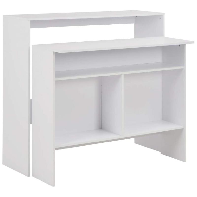 Table haute mange-debout bar bistro - 2 dessus de table blancs - 130 cm - Réf. 0902036_0