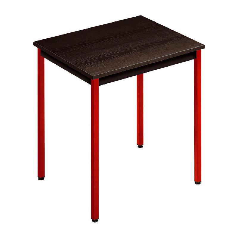 TABLE POLYVALENTE RECTANGLE - L. 70 X P. 60 CM - PLATEAU NOIR - PIEDS ROUGES