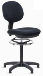 Tabouret assis-debout en tissu noir - réglable en hauteur avec repose-pieds chromé_0
