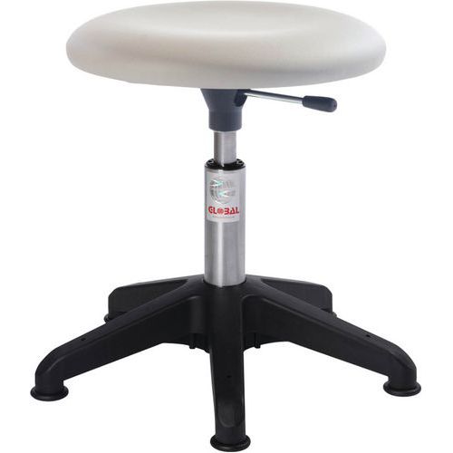 TABOURET BETA OCTOPUS-IMITATION CUIR-MEDIUM-PATIN-GRIS - GLOBAL PROFESSIONAL SEATING