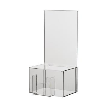 Urne porte-affichette A4 - acrylique cristal - avec compartiment brochures A6_0